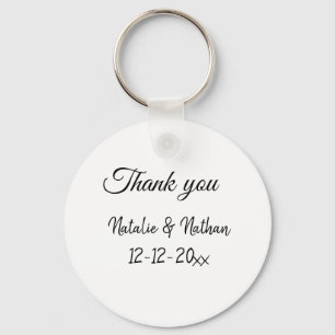 Simple minimal thank you couple name text date cus keychain
