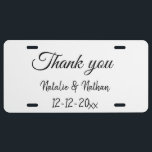 Simple minimal thank you couple name text date cus license plate<br><div class="desc">Design</div>