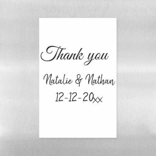 Simple minimal thank you couple name text date cus magnetic dry erase sheet