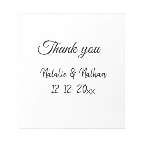 Simple minimal thank you couple name text date cus notepad