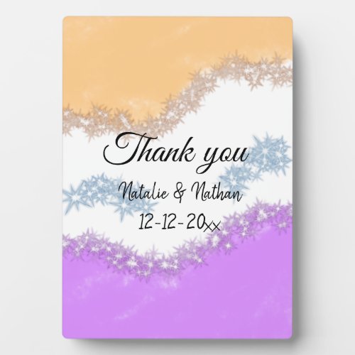 Simple minimal thank you couple name text date cus plaque