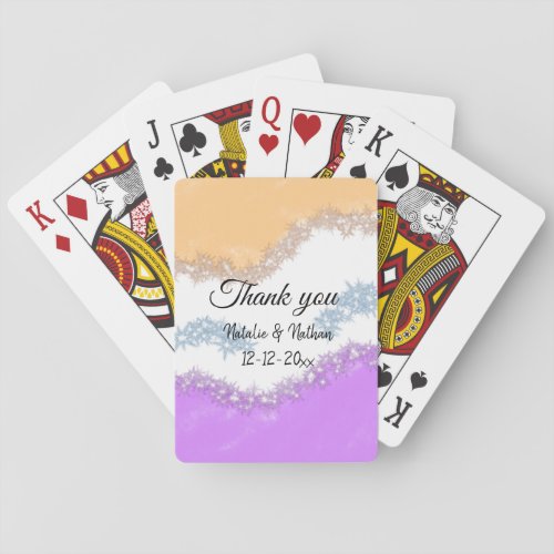 Simple minimal thank you couple name text date cus playing cards
