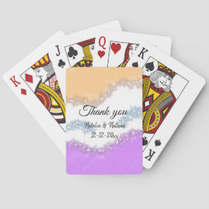 Simple minimal thank you couple name text date cus poker cards