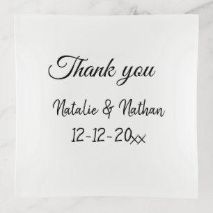Simple minimal thank you couple name text date cus trinket tray