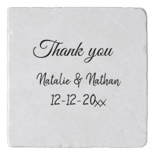 Simple minimal thank you couple name text date cus trivet