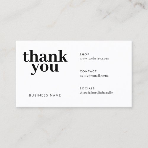 Simple Minimal Thank You For Your Order Packaging Business Card