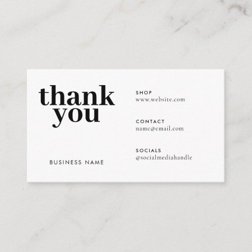 Simple Minimal Thank You For Your Order Packaging Enclosure Card
