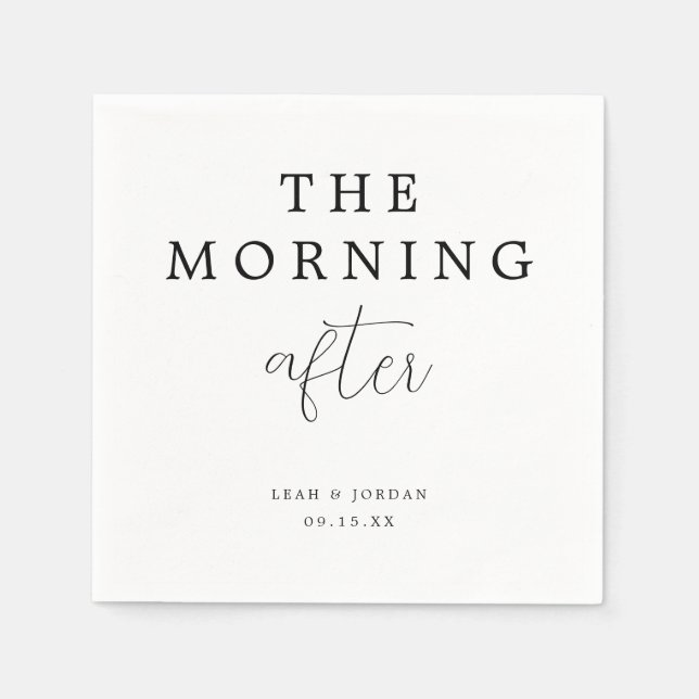 Simple Minimal The Morning After Wedding Brunch  Napkins (Front)