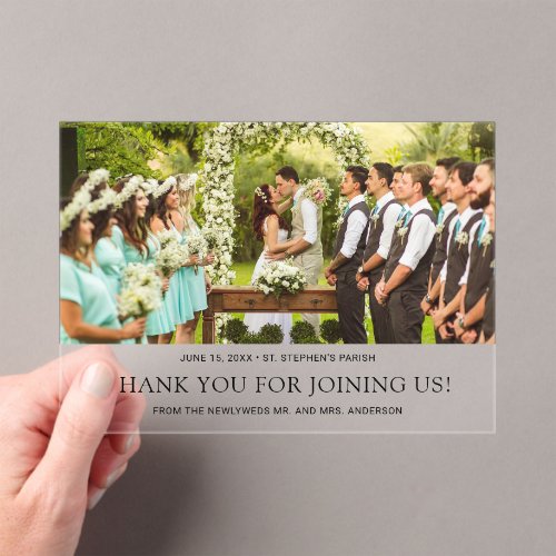 Simple Minimal Transparent Wedding Photo Thank You Acrylic Invitations