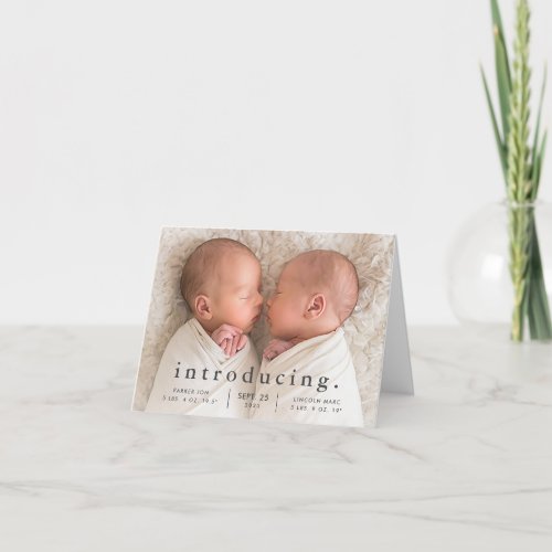 Simple Minimal Twin Photo Birth Announcement