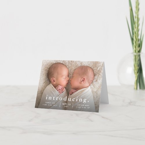 Simple Minimal Twin Photo Birth Announcement