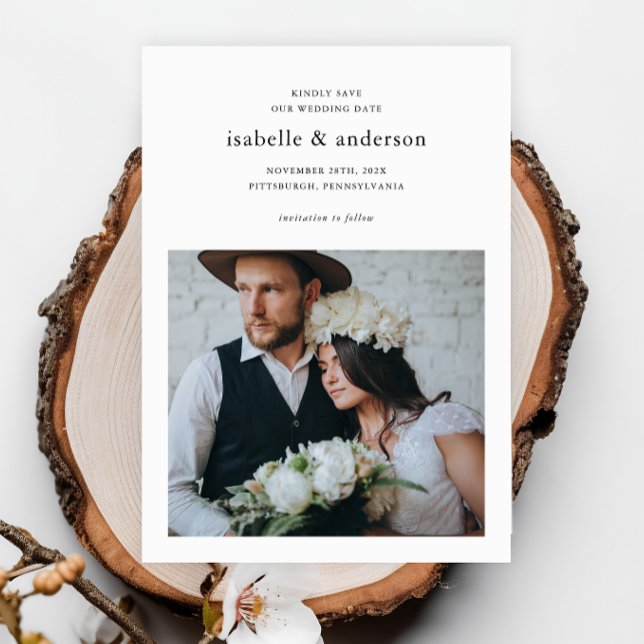 Simple Minimal Two Photo Wedding Save The Date (Creator Uploaded)