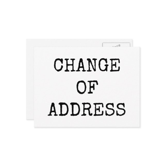 Simple minimal typography change of address moving postcard (Front/Back In Situ)