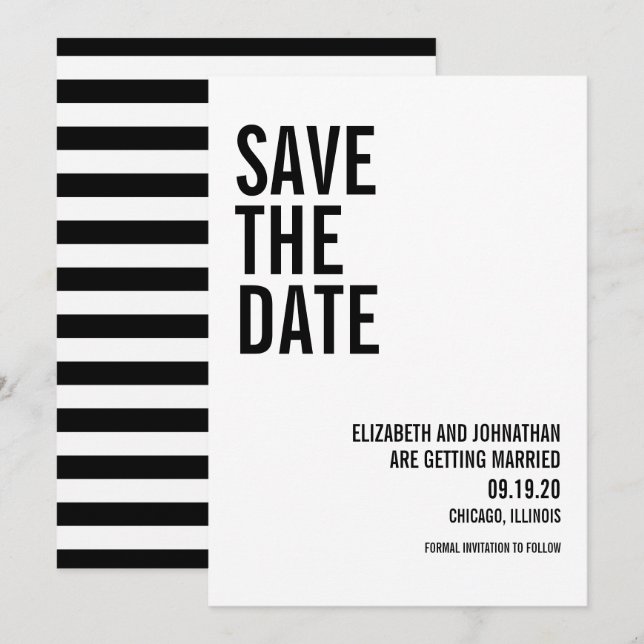 Simple & Minimal Typography Save The Date Card (Front/Back)