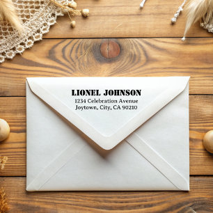 Simple Minimal Typography Stencil Return Address Rubber Stamp