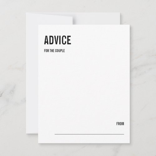 Simple  Minimal Typography Wedding Advice Card