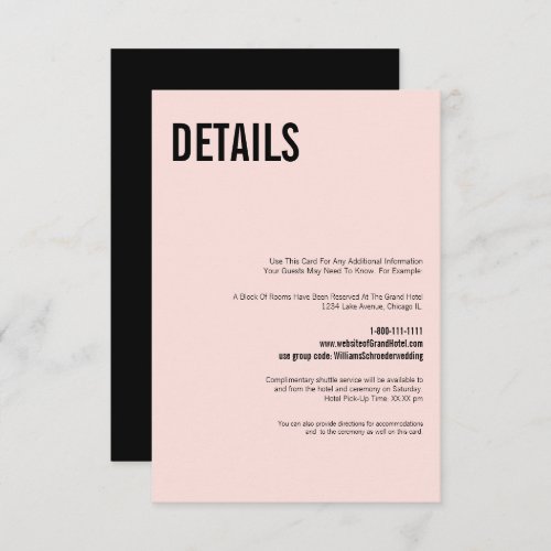 Simple  Minimal Typography Wedding Details Enclosure Card