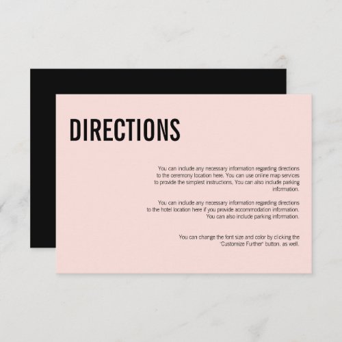 Simple Minimal Typography Wedding Directions Card
