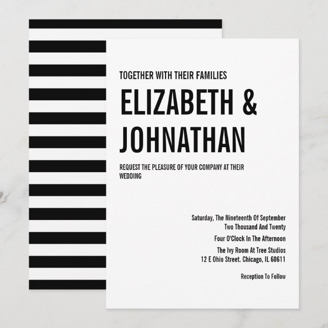 Simple & Minimal Typography Wedding Invite Card (Front/Back)