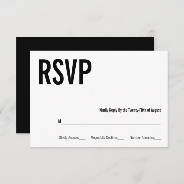 Simple & Minimal Typography Wedding RSVP Card (Front/Back)