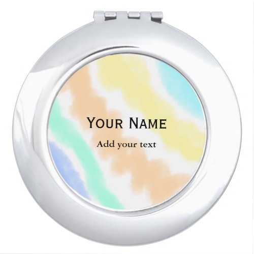 Simple minimal watercolor Pink yellow add name  Compact Mirror