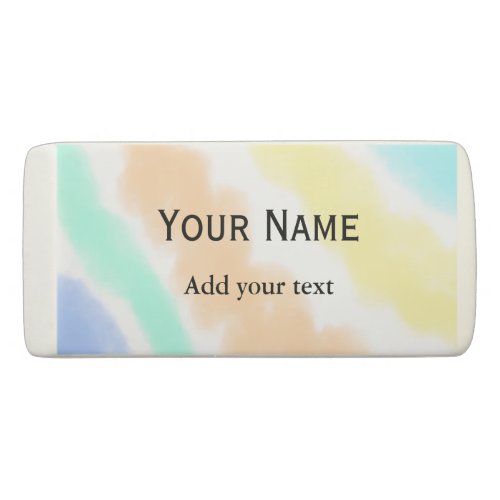 Simple minimal watercolor Pink yellow add name  Eraser