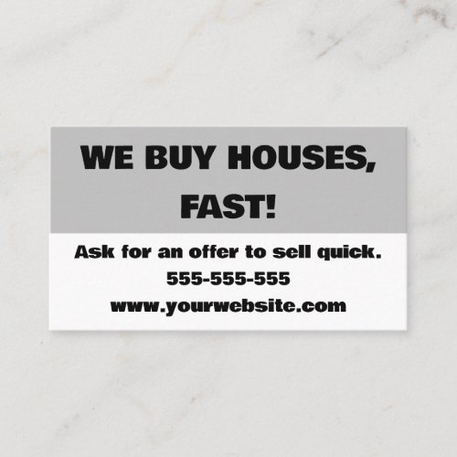 Simple Minimal We buy Houses Real Estate Investor Business Card