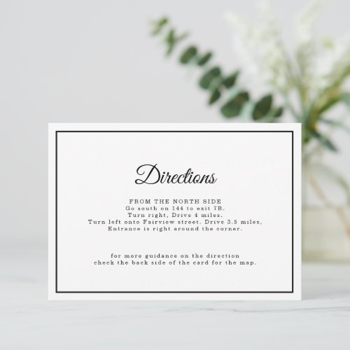 Simple Minimal Wedding Direction Details With Map  Enclosure Card