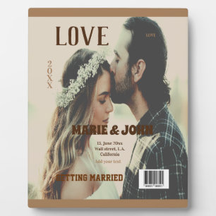 simple minimal wedding love magazine cover plaque
