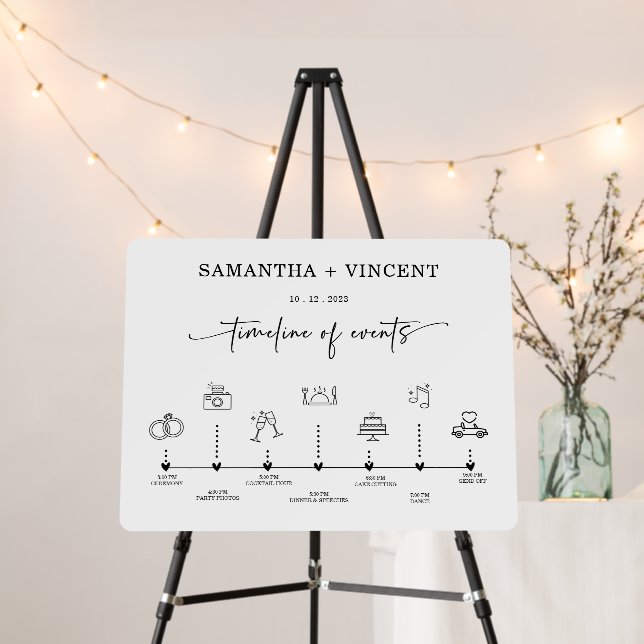 Simple Minimal Wedding Timeline Sign (In Situ (Stand))