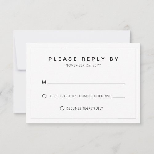 Simple Minimal Wedding Typography Thin Border RSVP