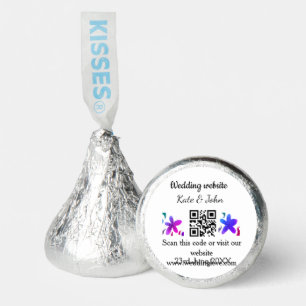 Simple minimal wedding website Q R code add name y Hershey®'s Kisses®