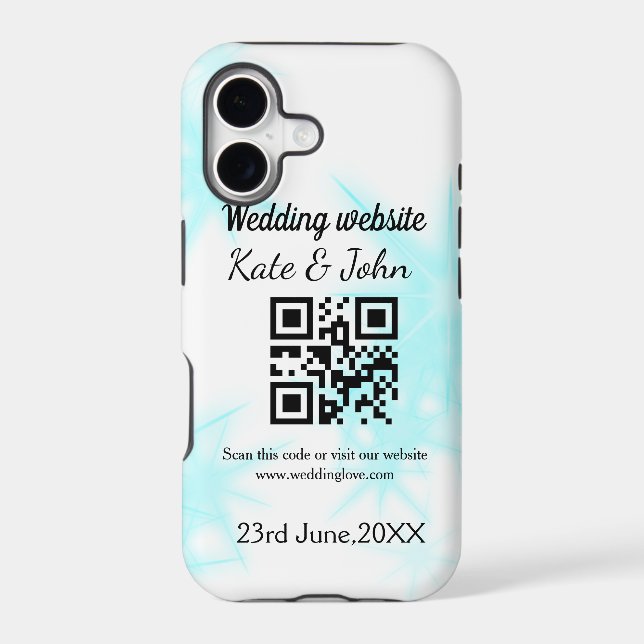 Simple minimal wedding website Q R code add name y Iphone Case (Back)