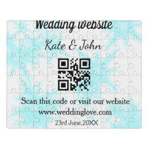 Simple minimal wedding website Q R code add name y Jigsaw Puzzle