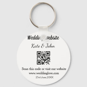 Simple minimal wedding website Q R code add name y Keychain