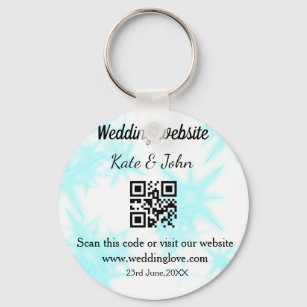 Simple minimal wedding website Q R code add name y Keychain