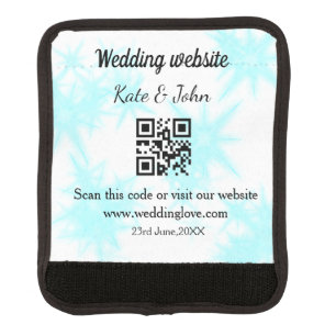 Simple minimal wedding website Q R code add name y Luggage Handle Wrap