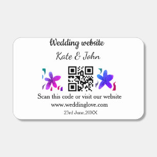 Simple minimal wedding website Q R code add name y Matchboxes