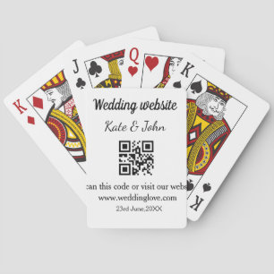 Simple minimal wedding website Q R code add name y Poker Cards