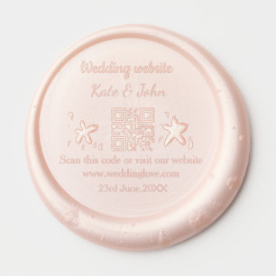 Simple minimal wedding website Q R code add name y Wax Seal Sticker