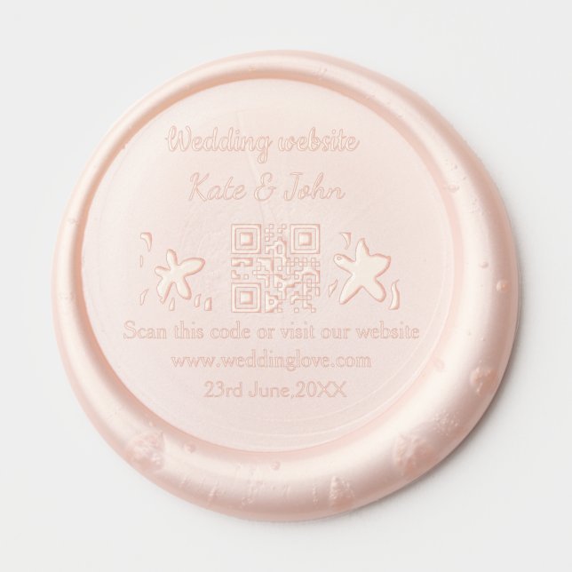 Simple minimal wedding website Q R code add name y Wax Seal Sticker (Front)