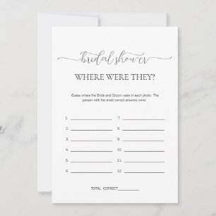 Simple Minimal Where Were They Bridal Shower Game  Invitation