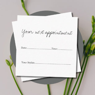 Simple Minimal White Beauty Salon Appointment Card