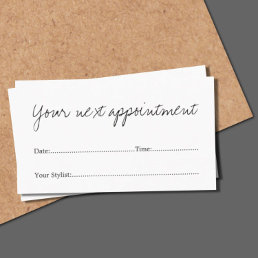 Simple Minimal White Beauty Salon Appointment Card