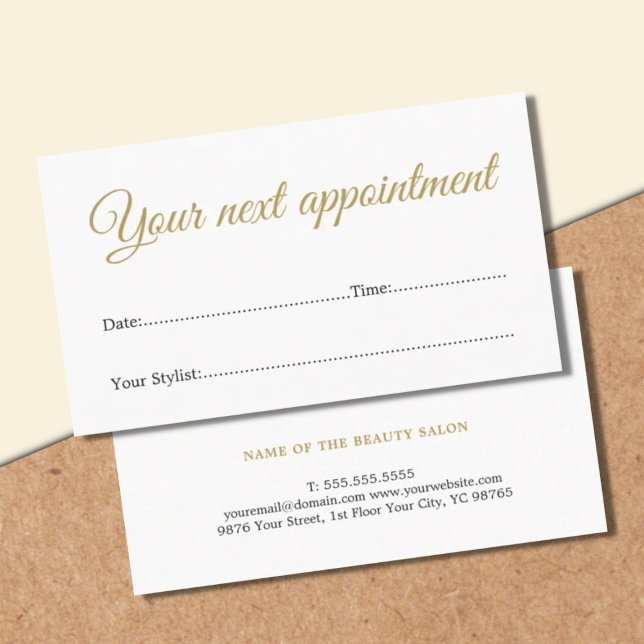 Simple Minimal White Beauty Salon Appointment Card (Creator Uploaded)