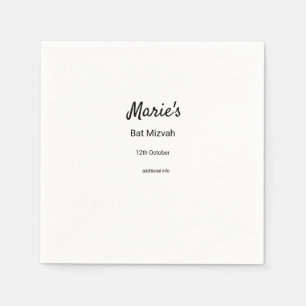 simple minimal white black classic edi bat mitzvah napkins