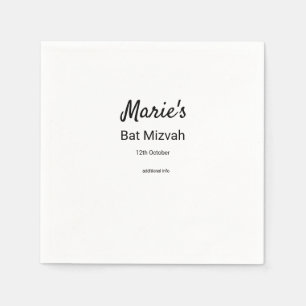 simple minimal white black classic edi bat mitzvah napkins