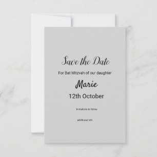 simple minimal white black classic edi bat mitzvah save the date