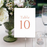 Simple Minimal White Citrus Grove Table Numbers<br><div class="desc">Simple and elegant with minimalist appeal, this lovely wedding table number card in white with citrus orange text has a clean modern look. No matter what color you use for your wedding flowers, bridesmaids or groomsman's attire, the simplicity of the table numbers allows your wedding color scheme to shine! NOTE:...</div>