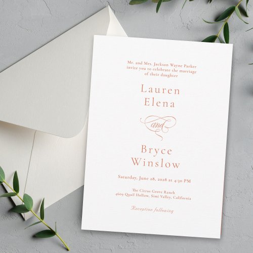 Simple Minimal White Citrus Grove Wedding Invitation